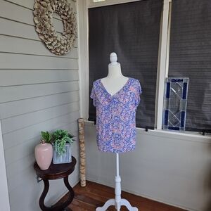 Floral V-Neck Women Top